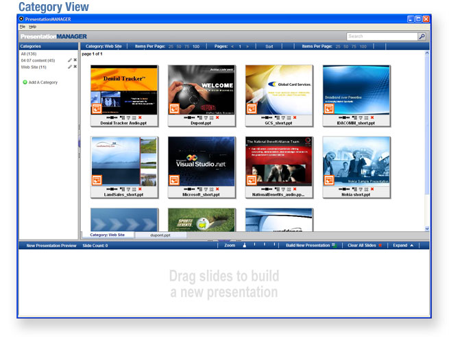 PresentationManager Category View