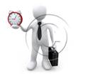 3D people-Businessman Holding A Clock 3D stick figure for PowerPoint