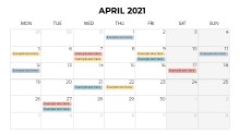 Calendars 2021 Monthly Monday April