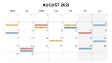 Calendars 2021 Monthly Monday August