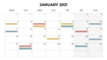 Calendars 2021 Monthly Monday January