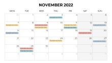Calendars 2022 Monthly Monday November