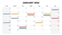 Calendars 2022 Monthly Sunday January