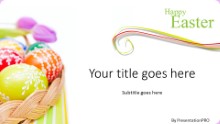 Easter Egg Basket B Widescreen PPT PowerPoint Template Background