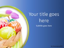 Easter Egg Basket Blue PPT PowerPoint Template Background