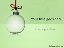 Holiday Glass Ornament Green PPT PowerPoint Template Background