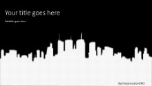 City Silhouette White Widescreen PPT PowerPoint Template Background