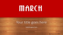 March Red Widescreen PPT PowerPoint Template Background
