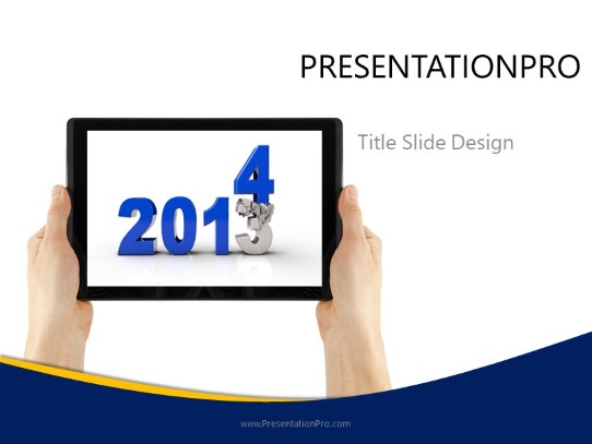 Crushing Year Tablet PowerPoint Template title slide design