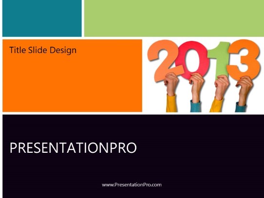 HANDS HOLDING YEAR PowerPoint Template title slide design