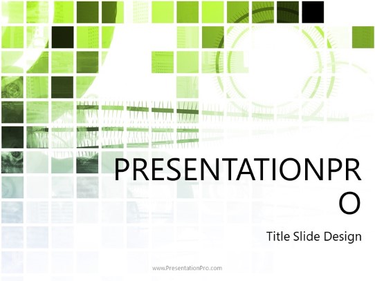 Abstract Grid Green PowerPoint Template title slide design