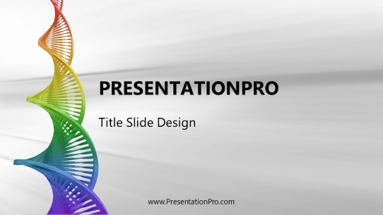 Colored DNA Helix Widescreen PowerPoint Template title slide design