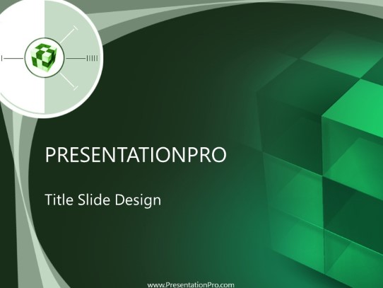 Cubie Green PowerPoint Template title slide design