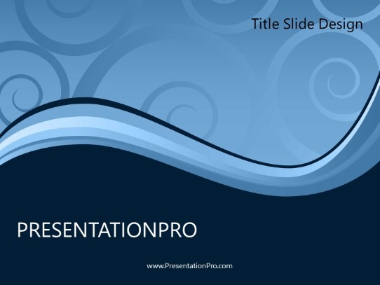 Elegant Swirl Blue PowerPoint Template title slide design