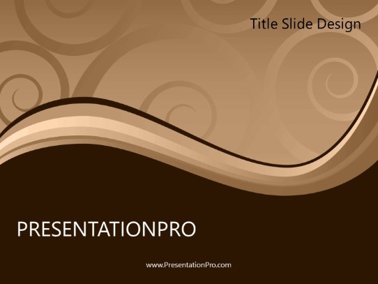 Elegant Swirl Brown PowerPoint Template title slide design