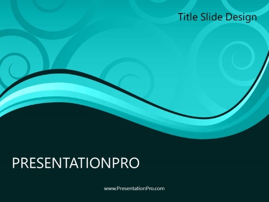 Elegant Swirl Teal PowerPoint Template title slide design