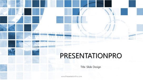 Grid Blue Widescreen PowerPoint Template title slide design