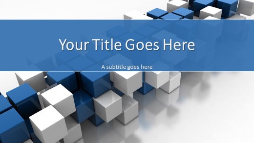 Line Of Cubes Widescreen PowerPoint Template title slide design