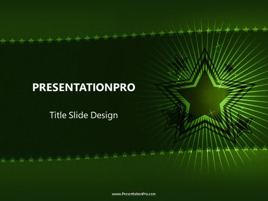Starfield Green PowerPoint Template title slide design