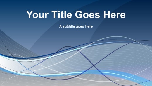 Swooshy Blue Widescreen PowerPoint Template title slide design