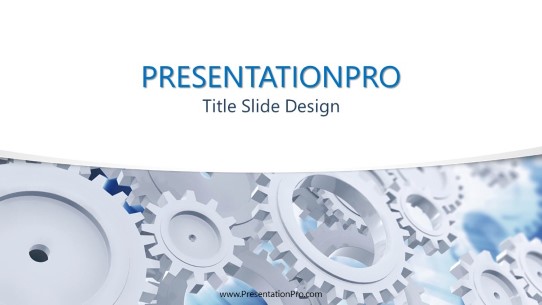 Working Gears Curve Widescreen PowerPoint Template title slide design