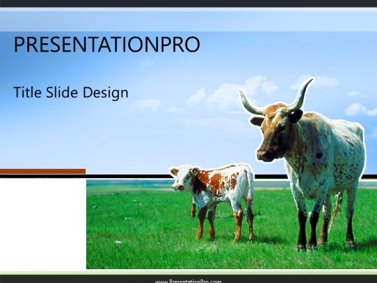 Cattle Graze Blue PowerPoint Template title slide design