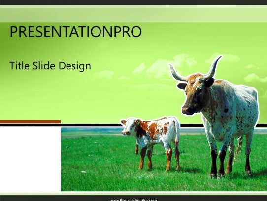 Cattle Graze Green PowerPoint Template title slide design