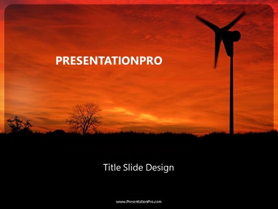 Green Energy Turbine PowerPoint Template title slide design