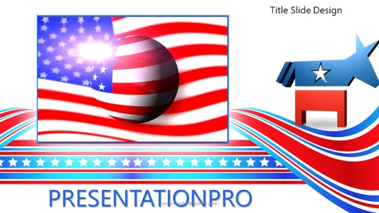 The Patriotic Democrat Widescreen PowerPoint Template title slide design