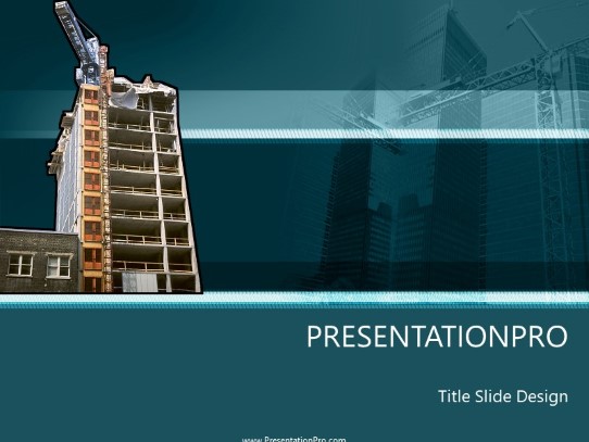 Building 07 Blue PowerPoint Template title slide design