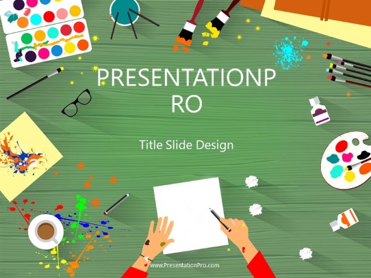 Artist Desk 01 PowerPoint Template title slide design