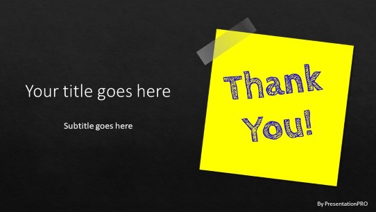 Thank You Posted Note PowerPoint Template title slide design