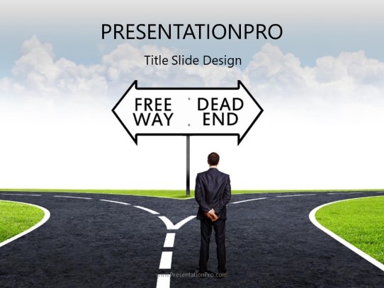 Businessman Crossroads PowerPoint Template title slide design