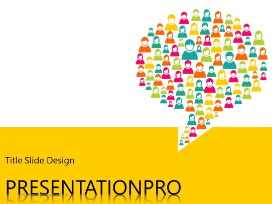 Chat Bubble Yellow PowerPoint Template title slide design