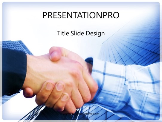 Corporate Hand Shake PowerPoint Template title slide design