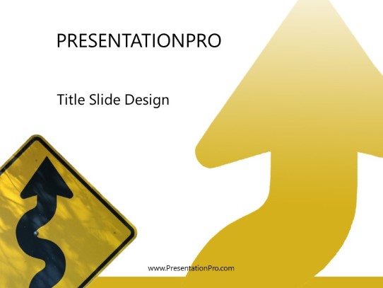 Curving Road Sign PowerPoint Template title slide design