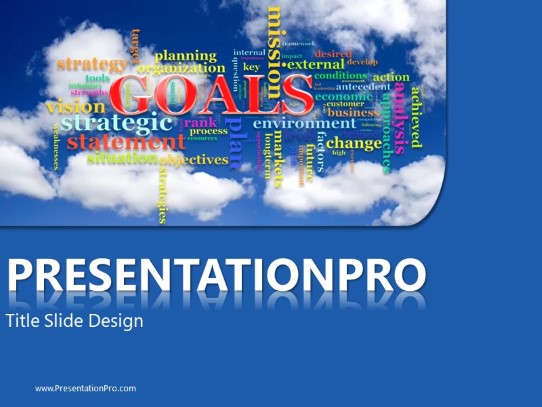 Goals Tag Cloud B PowerPoint Template title slide design