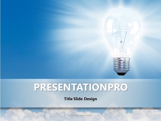 Light Bulb In Clouds PowerPoint Template title slide design
