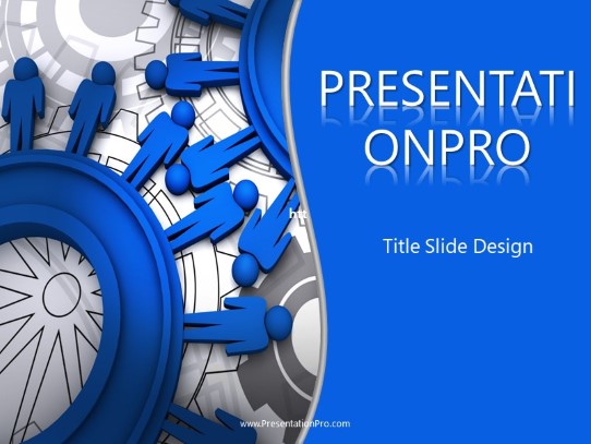 People Cogs PowerPoint Template title slide design