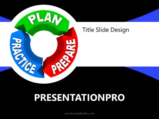 Plan Prepare Practice Blue PowerPoint Template title slide design