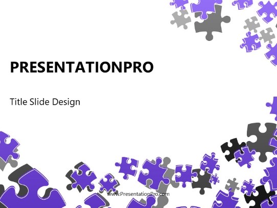 Puzzle Scatter Purple PowerPoint Template title slide design