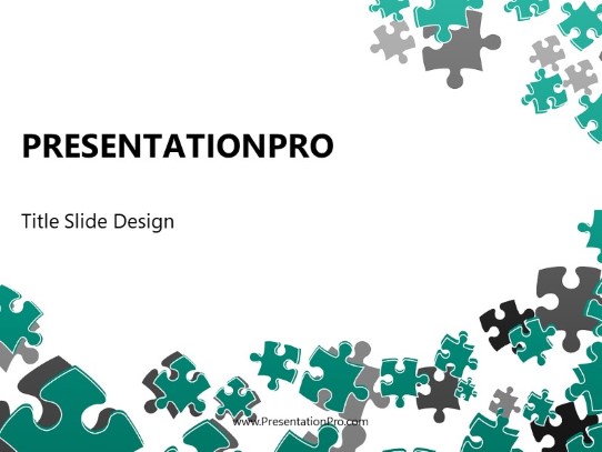 Puzzle Scatter Teal PowerPoint Template title slide design