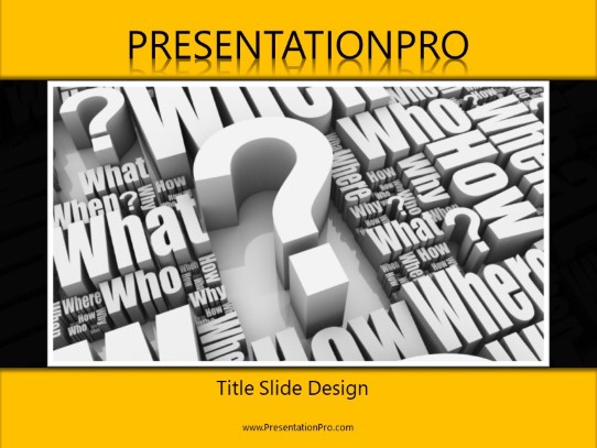 Questionmark Cluster PowerPoint Template title slide design