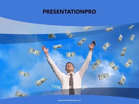 Raining Dollars PowerPoint Template title slide design