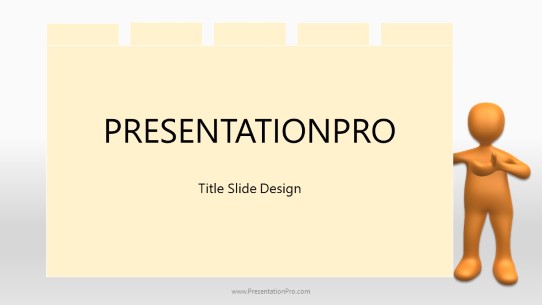 Stickman With Folder Orange Widescreen PowerPoint Template title slide design