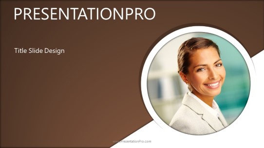Successful Female Brown Widescreen PowerPoint Template title slide design
