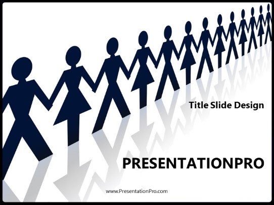 Teamwork Silhouettes Blue PowerPoint Template title slide design