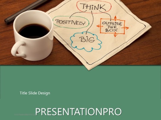 Thoughts Over Coffee Green PowerPoint Template title slide design