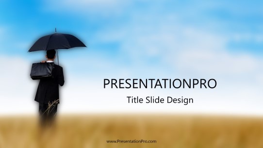 Umbrella Field Widescreen PowerPoint Template title slide design