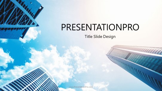 Buildings Sky Widescreen PowerPoint Template title slide design